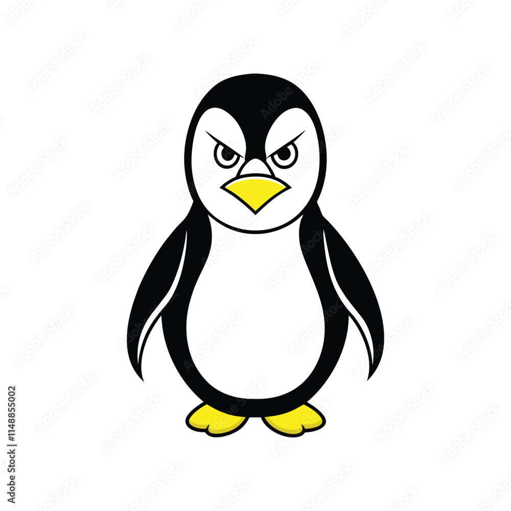 Obraz premium Angry Cartoon Penguin - Cute and Fierce Character Vector Design