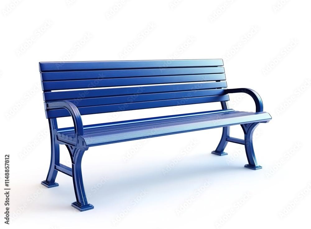 Blue park bench isolated on a white background Blue park bench isolated on a white background