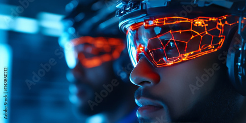 Advanced technology enhances human experience with glowing eyewear photo