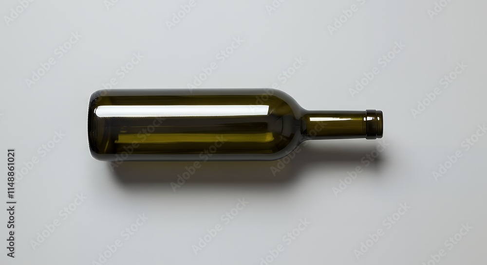 Fototapeta premium Flat lay of a blank wine bottle lying down.