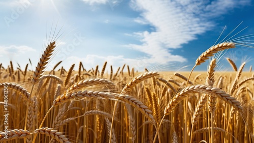 Expansive golden wheat field on a sunny day