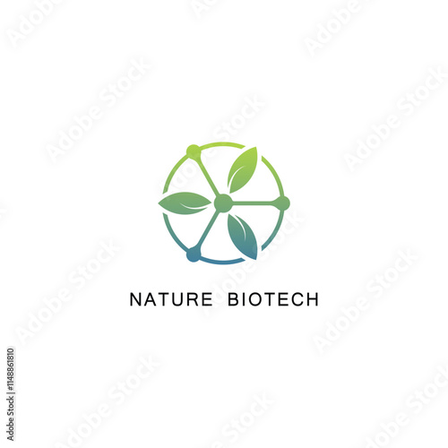 Science molecule logo design for technology with leaf and shape concept
