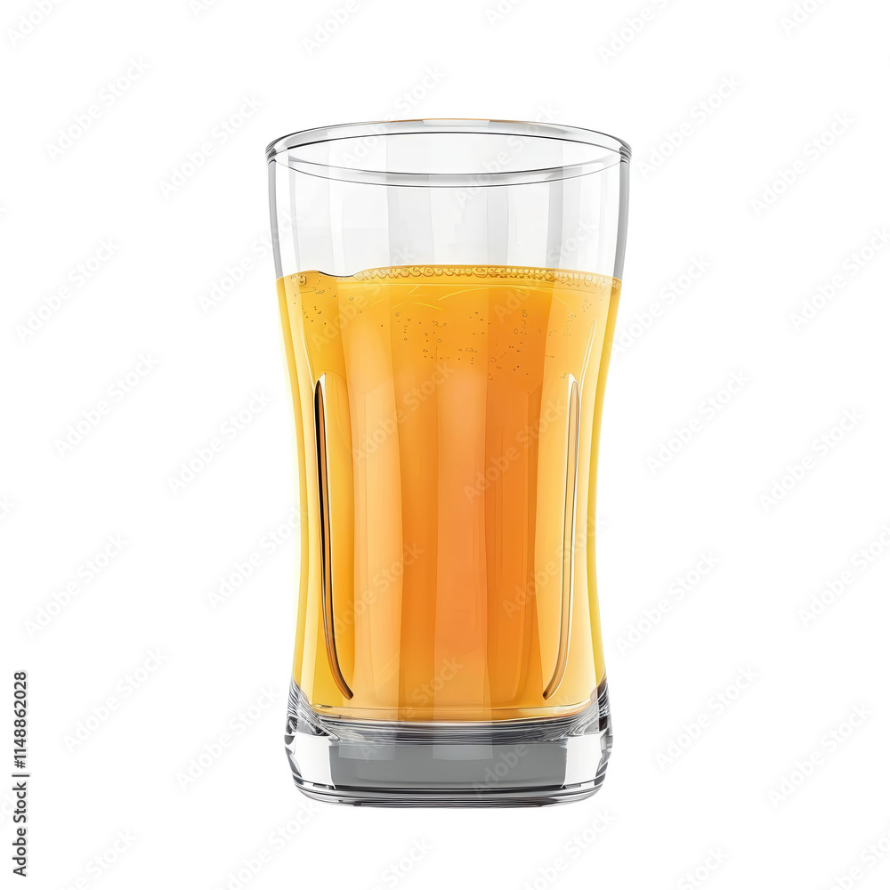 A glass of orange juice is sitting on a white background A glass of orange juice is sitting on a white background