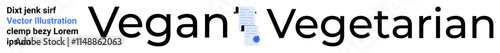 Bold text Vegan and Vegetarian with a syringe illustration replacing the letter i. Ideal for health websites, dietary blogs, nutrition articles, plant-based resources, medical guides, educational