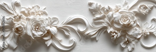 White floral plaster ornament forming a decorative frieze