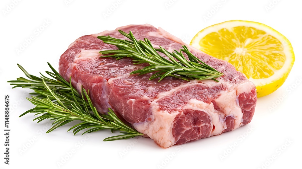 Fresh Lamb Chop with Rosemary and Lemon Garnish Fresh Lamb Chop with Rosemary and Lemon Garnish