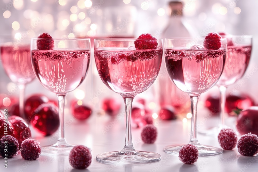 Enjoy refreshing pink cocktails with raspberries for a delightful celebration Enjoy refreshing pink cocktails with raspberries for a delightful celebration