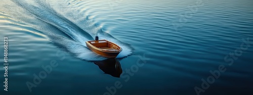 Boat speed speedboat yacht sea water motor luxury wave motorboat. Ocean boat speed summer speedboat circle power view cruise nature aerial above ship drive blue life fast wake splash sunset expensive. photo