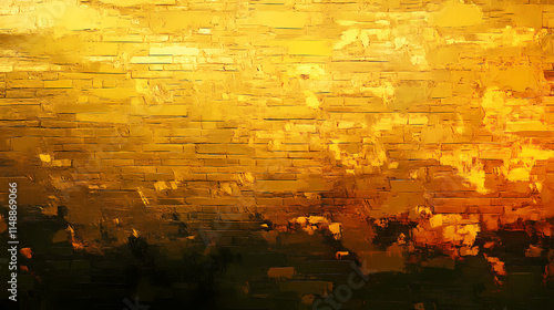 Yellow or auric painted brick wall generative ai. auric. illustration. Auric. Illustration photo