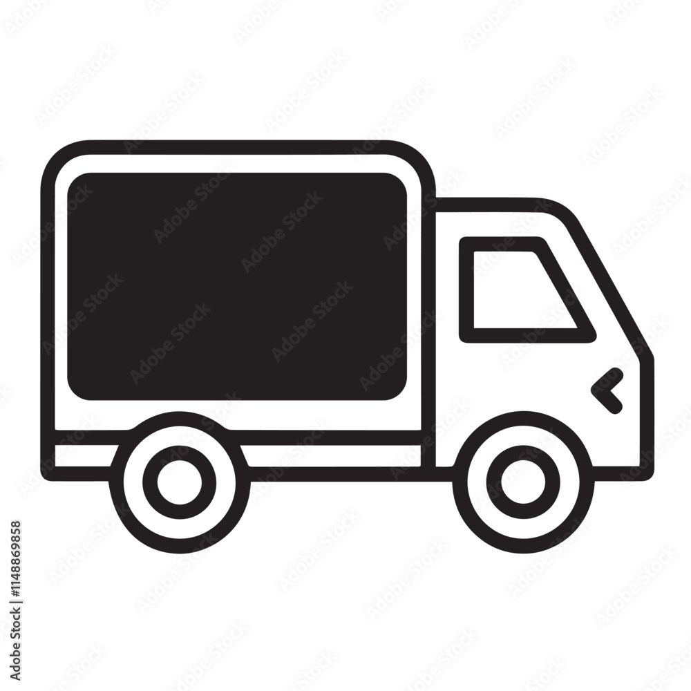 Black and White Free Delivery Truck Illustration for Logistic services Black and White Free Delivery Truck Illustration for Logistic services