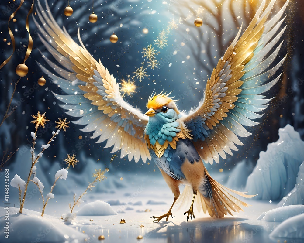 Fototapeta premium background with gold, surrealism, parallel universe, winter, abstraction, new year holiday