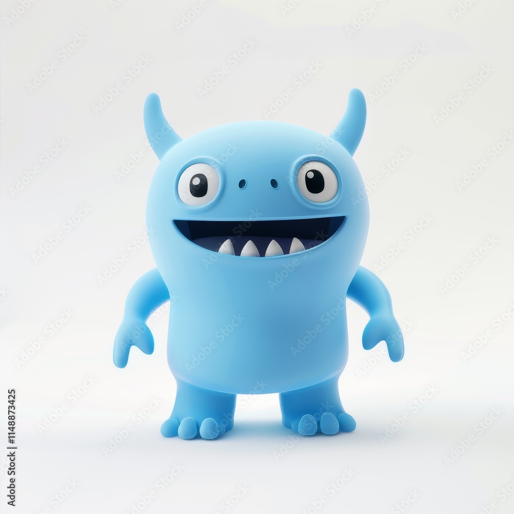 Playful Blue Monster: A 3D Rendered Cartoon Character isolated on white background Playful Blue Monster: A 3D Rendered Cartoon Character isolated on white background