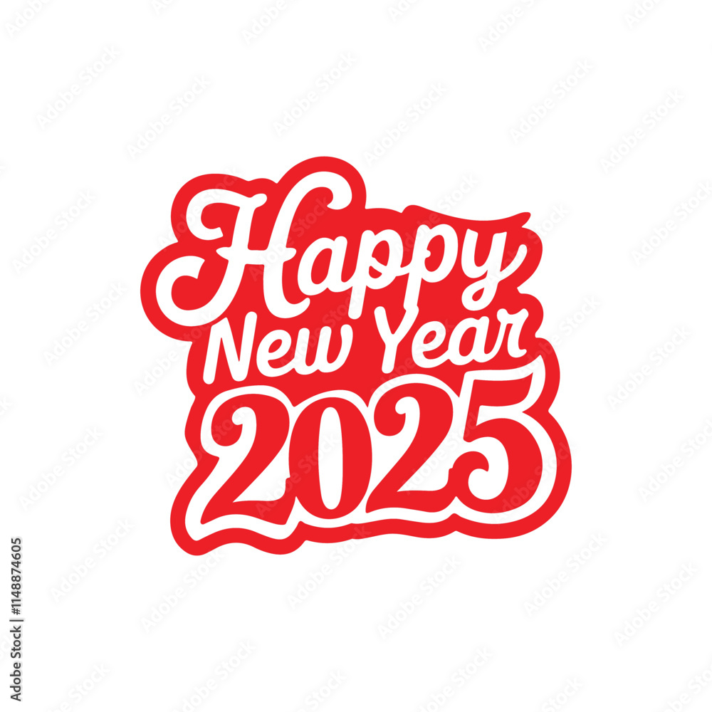 Happy New Year 2025 Vector Typography Design for Posters, Banners, Calendars, and Social Media Happy New Year 2025 Vector Typography Design for Posters, Banners, Calendars, and Social Media