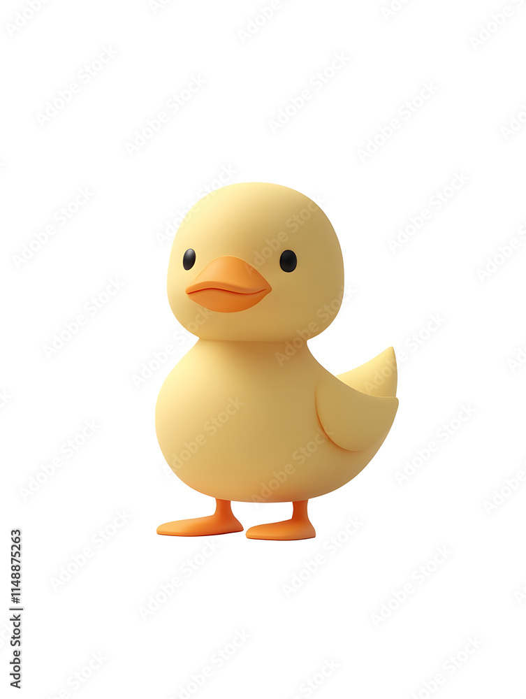 3d Bright Yellow Cartoon Duckling with Rounded Body and Adorable Expression 3d Bright Yellow Cartoon Duckling with Rounded Body and Adorable Expression