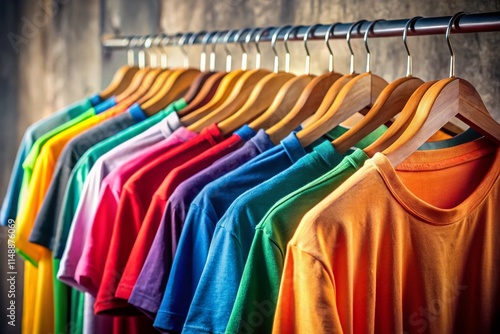 Wallpaper Mural Colorful T-Shirt Apparel Hanging Display, High-Resolution Stock Photo Torontodigital.ca
