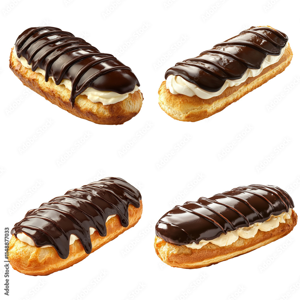Delicious Eclairs with Chocolate Drizzle and Cream Filling Delicious Eclairs with Chocolate Drizzle and Cream Filling