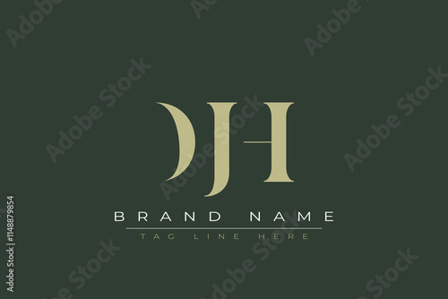 DJH abstract letter logo design. This logo is designed by three abstract letters.  photo