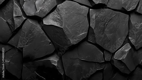 Abstract black rock texture and background, rock rendering,conceptual image. Obsidian. Illustration photo