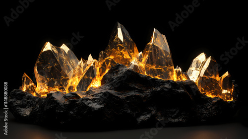 Abstract golden black rendering,conceptual image. Obsidian. Illustration photo