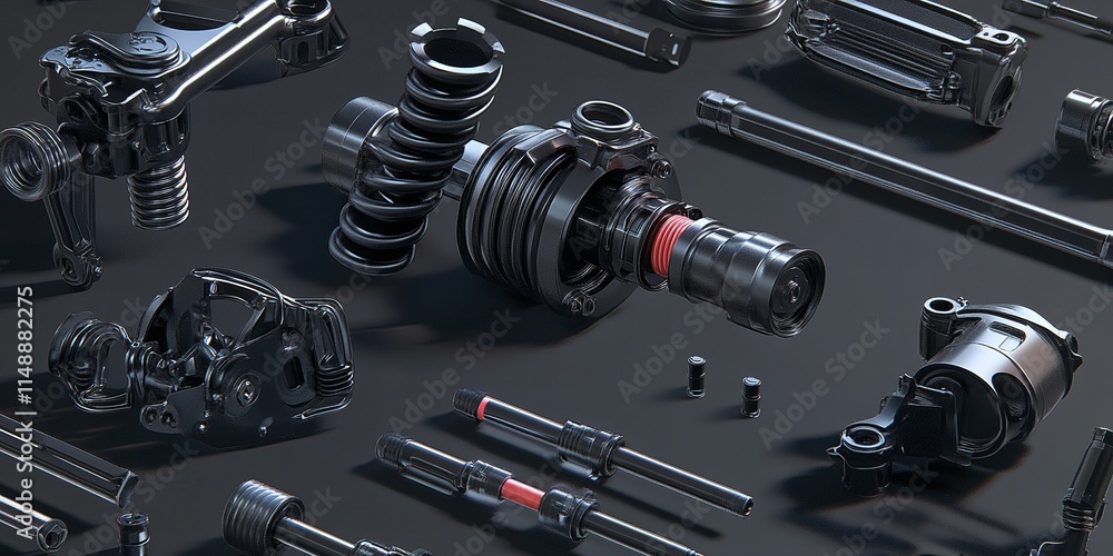 Modern 3D representation of car tools and accessories for vehicle maintenance and repair Modern 3D representation of car tools and accessories for vehicle maintenance and repair