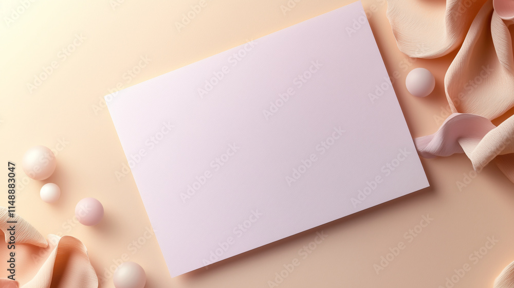 Obraz premium A sleek and elegant certificate card resting on a soft, pastel gradient background that shifts from lavender to peach. The card has ornate, embossed edges and a subtle shimmer that