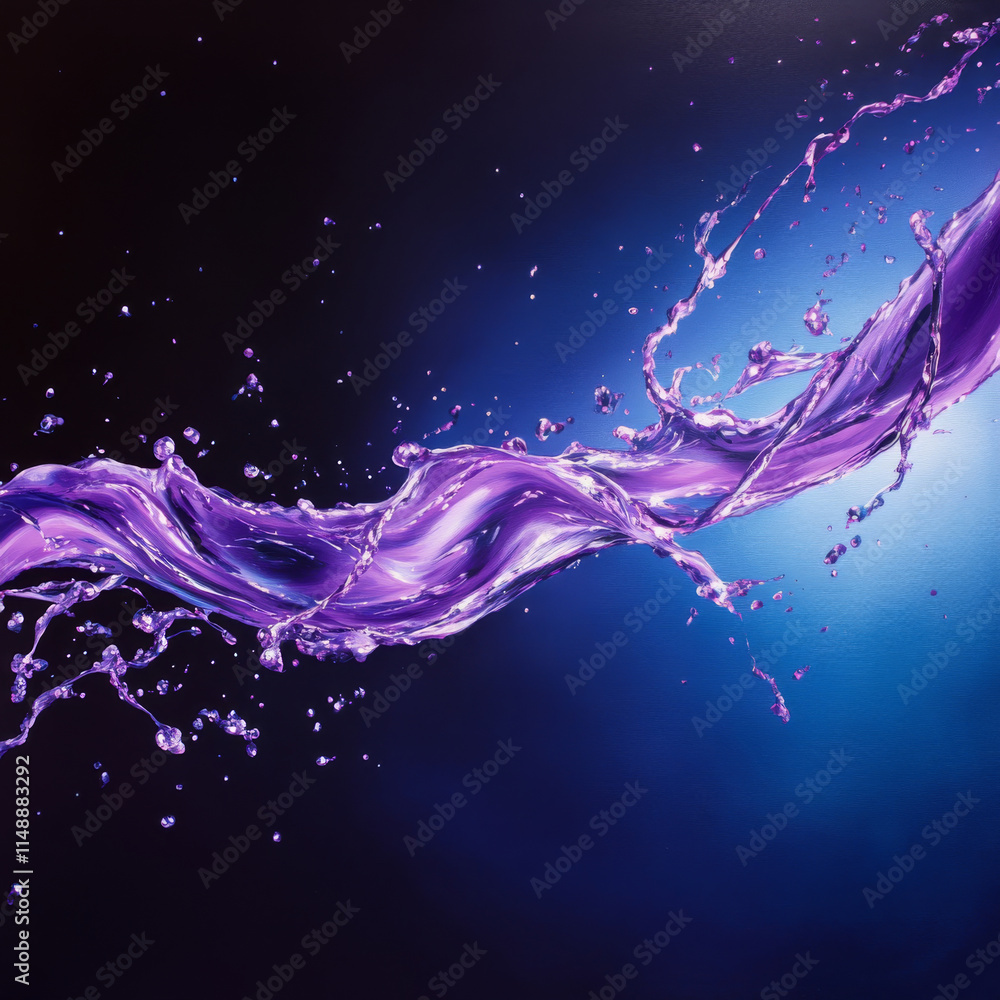 Fototapeta premium vibrant splash of purple liquid flows dynamically against dark background, creating energetic visual effect