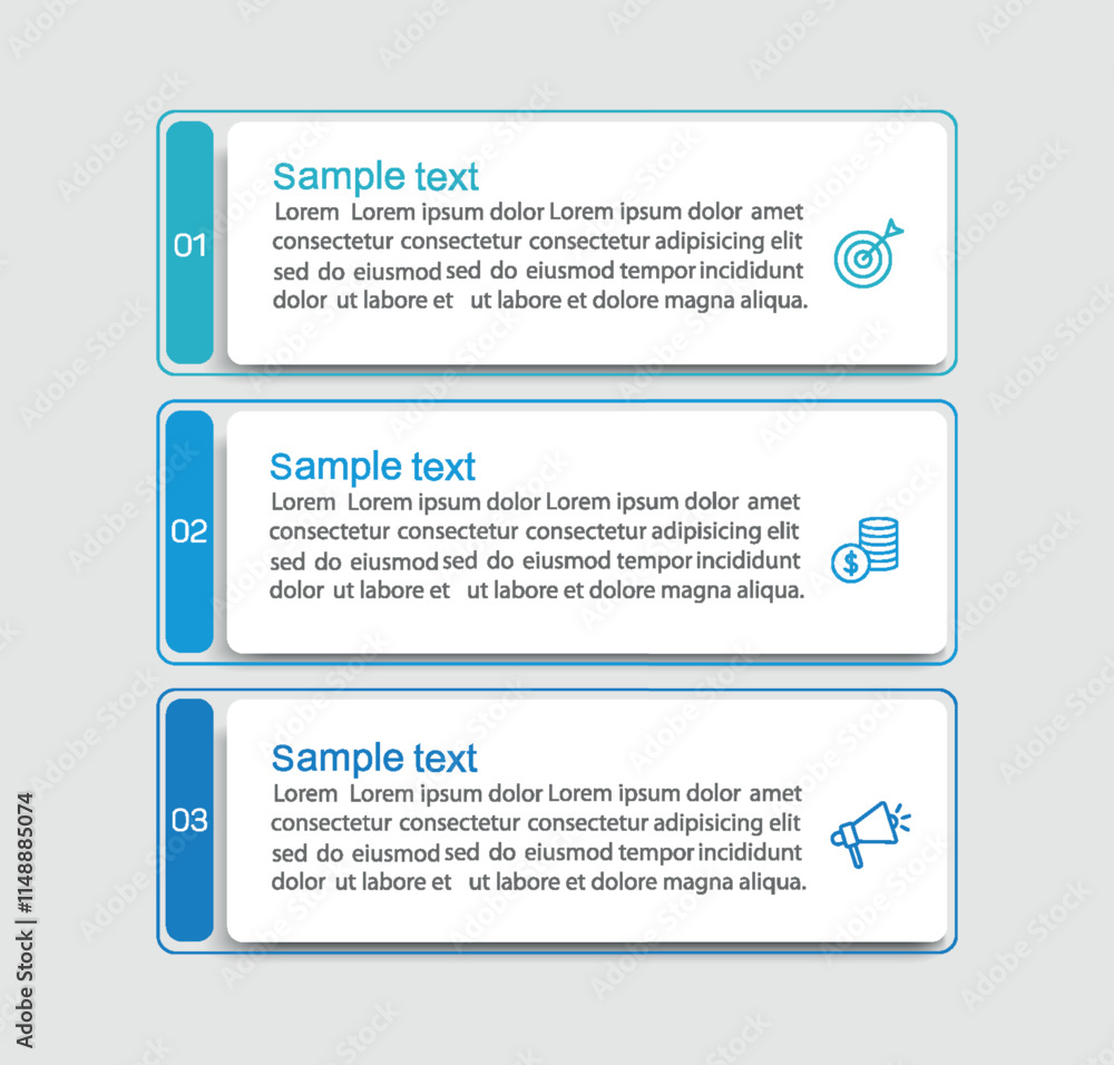 Fototapeta premium Infographic design template with icons and 3 options or steps. Can be used for process diagram, presentations, workflow layout, flow chart, info graph 