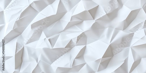 Geometric folds in white paper creating an angular and dynamic texture for contemporary abstract design backgrounds