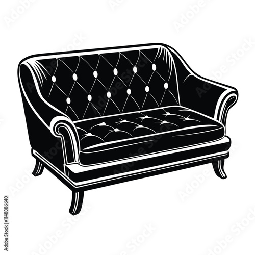 Simple Couch Silhouette Vector Illustration