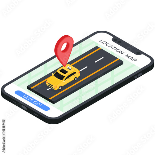 Taxi Booking App Isometric Illustration