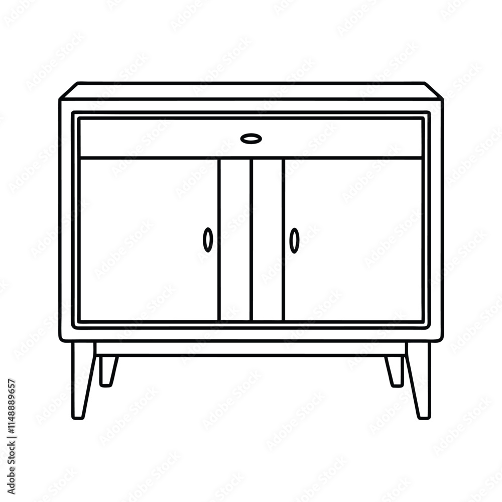 Editable Credenza Outline Vector Graphic Editable Credenza Outline Vector Graphic