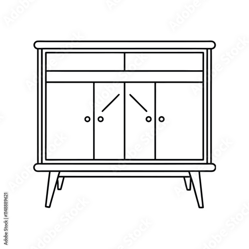 Editable Credenza Outline Vector Graphic