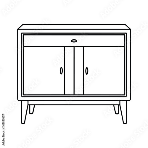 Editable Credenza Outline Vector Graphic
