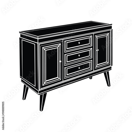 Simple Credenza Silhouette Vector Illustration