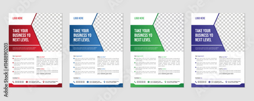 a bundle of 4 templates of a4 flyer template, modern template, marketing, business proposal, promotion, advertise, publication. new digital marketing flyer set.
 photo