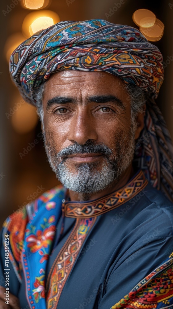 Fototapeta premium Omani Man Portrait Culture Tradition Hospitality Middle East
