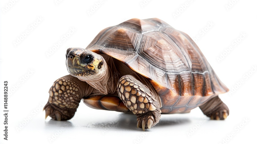Obraz premium Close-up of a yellow-footed tortoise on white background.