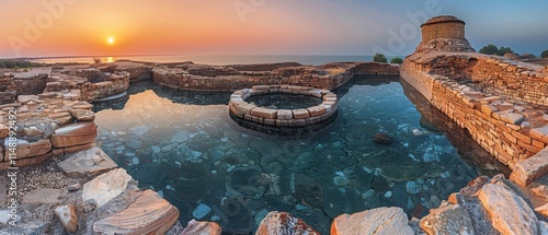 Ancient Ruins Indus Valley Civilization Sunset Mohenjo daro Archaeological Site Historical Pakistan photo