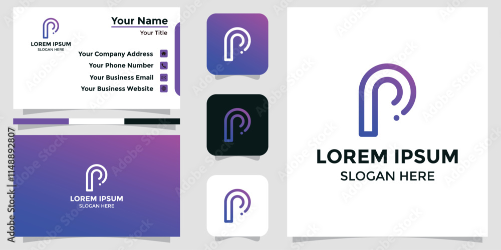 letter P design logo and branding card letter P design logo and branding card