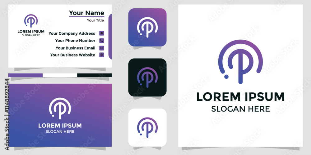 letter P design logo and branding card letter P design logo and branding card