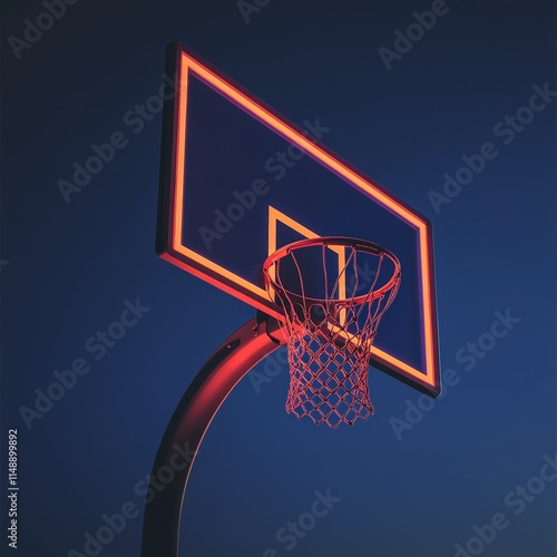 Sleek basketball hoop with warm lighting and dark gradient background