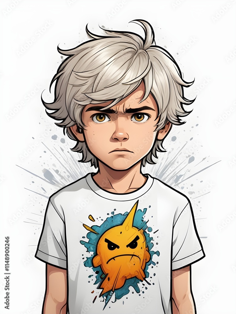 Teenage Boy Expressing Intense Anger in Portrait Teenage Boy Expressing Intense Anger in Portrait