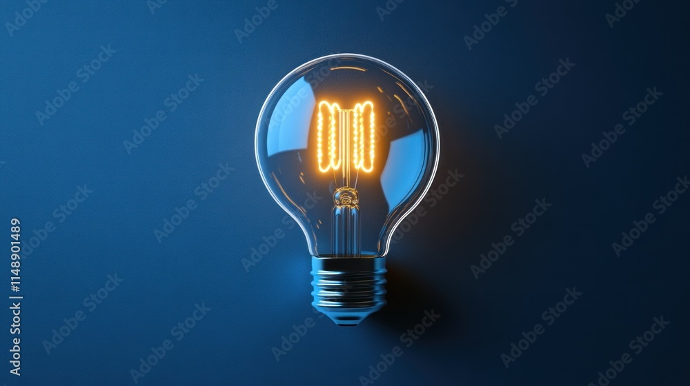Glowing lightbulb on blue background. Glowing lightbulb on blue background.