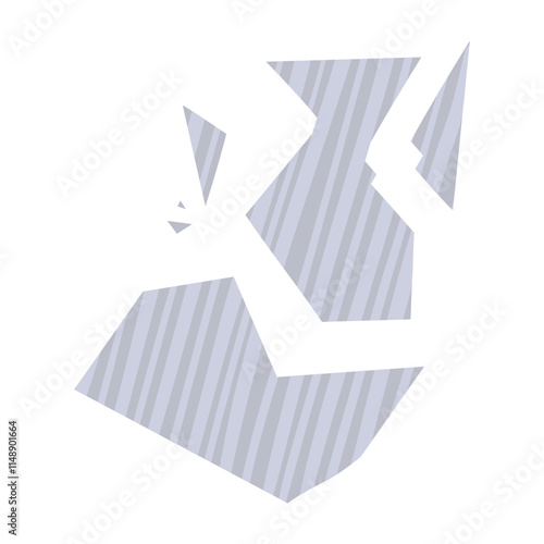 Broken glass. Damaged mirror. Shards and sharp parts.  Cartoon flat illustration