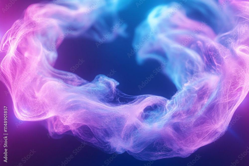 Obraz premium Dynamic smoke swirl in vibrant pink and blue hues, creating ethereal atmosphere
