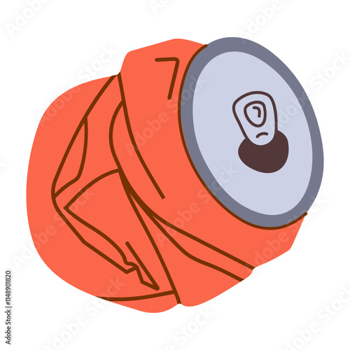 Vector soda can, flat art, recycled materials