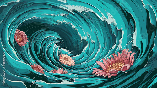 blooming tides petal drift wave garden inked blossoms flowing floral petal streams whispering waves floral currents ink ripple blooms
wave-kissed petalsKeyword
