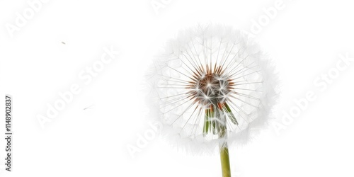 Wallpaper Mural Fluffy dandelion seed head releasing seeds on pure white background, detail, plant Torontodigital.ca