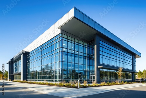 Wallpaper Mural Modern glass office building with a sleek design under a bright blue sky. Torontodigital.ca