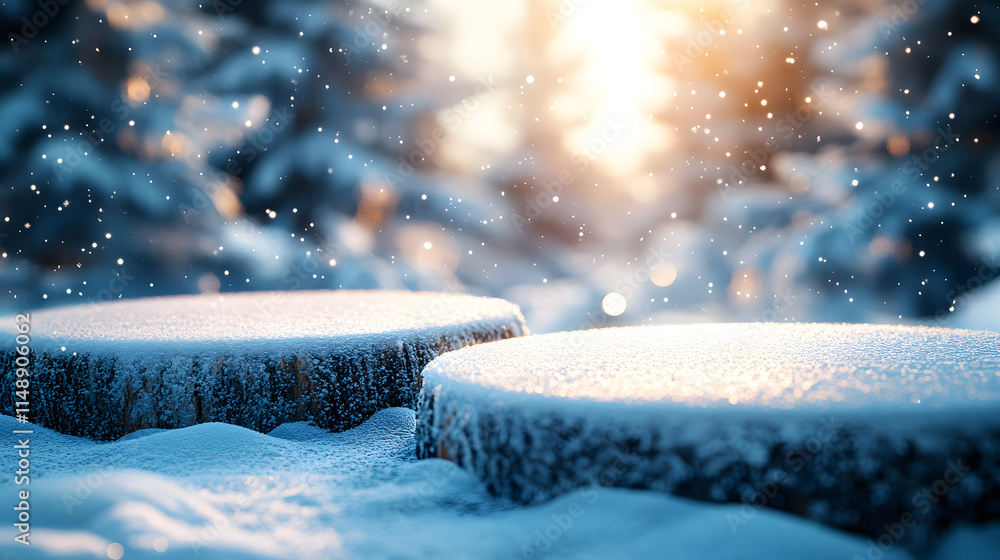 Serene 3D Winter Background with Delicate Snow and Ice Hills for a Tranquil Holiday Experience Serene 3D Winter Background with Delicate Snow and Ice Hills for a Tranquil Holiday Experience